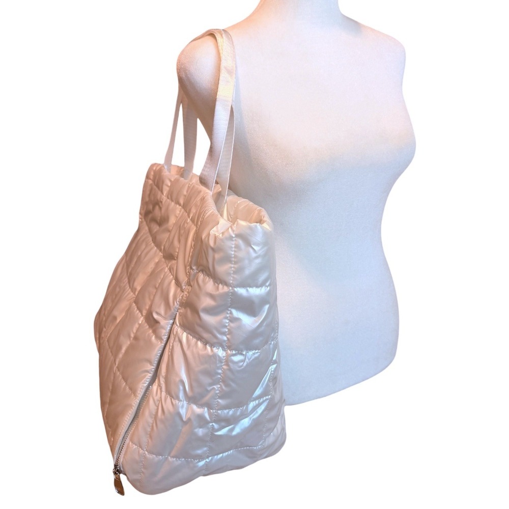 Quilted Lightweight Puffer Tote Bag - large Capacity - White - New